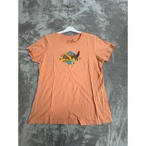 Salt Life Womens Turtle Graphic Coral Orange Short Sleeve Crew Neck Size L